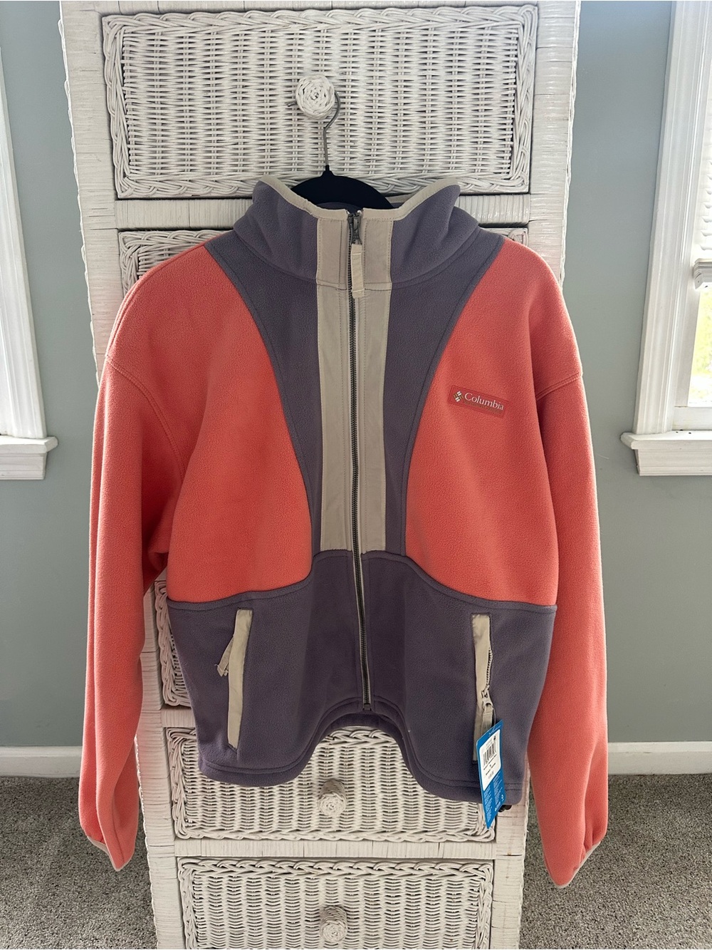 Columbia Coral and Gray Full-Zip Fleece Jacket